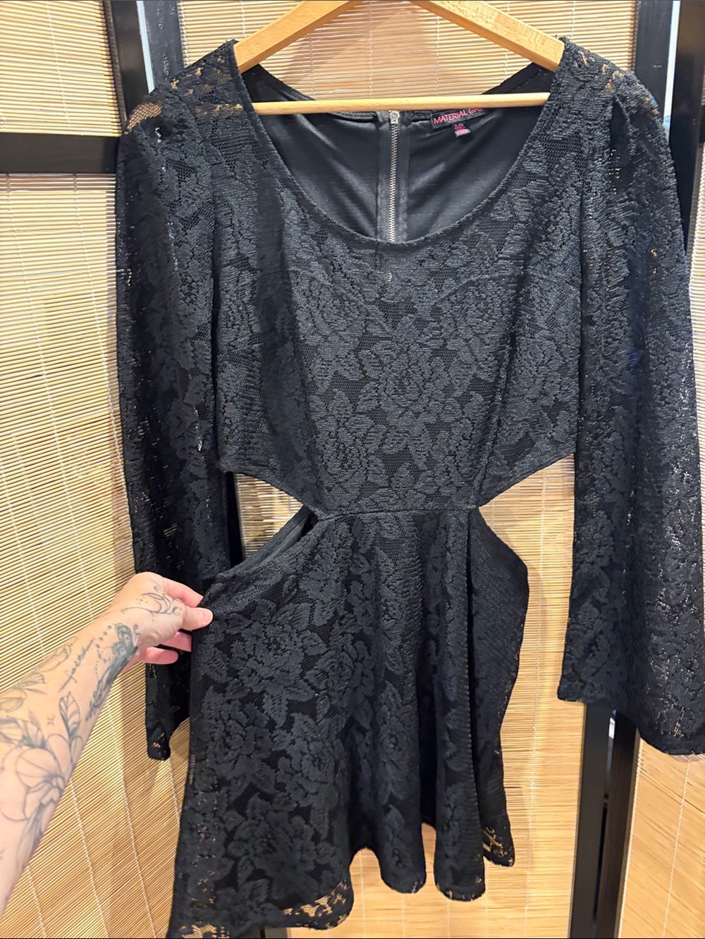 Black Lace Long-Sleeve Fit & Flare Dress